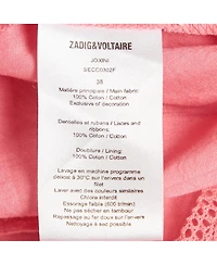 Pre-Owned Zadig & Voltaire Women's Pink Cotton Lace Trimmed Joxini Mini Skirt