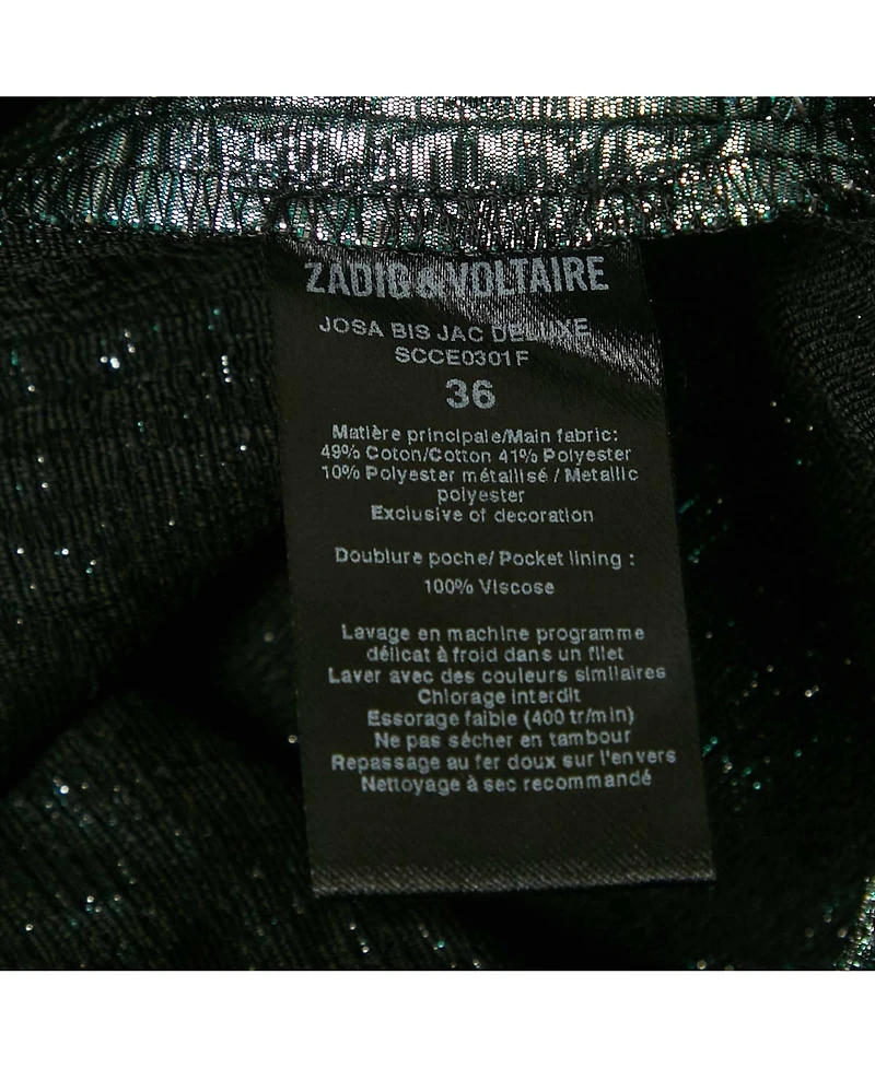 Pre-Owned Zadig & Voltaire Women's Metallic Blue Patterned Lurex Josa Bis Jac Deluxe Mini Skirt