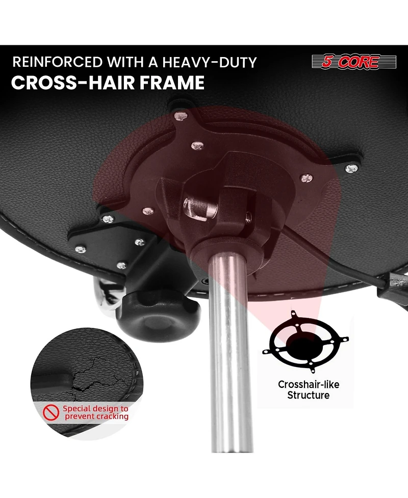 5 Core Drum Throne w Backrest 4" Padded Stool Airlift Adjustable 25.5" Drummer Chair 441Lb Capacity