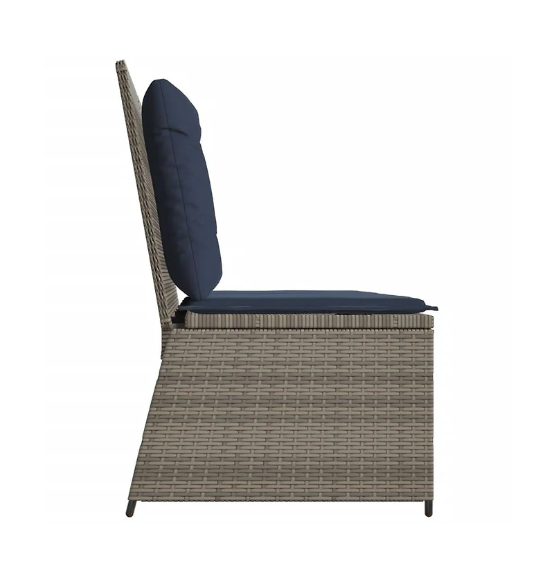 vidaXL 1 Pc poly rattan Reclining Patio Bench with Navy blue cushions
