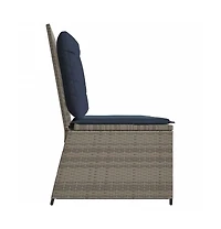 vidaXL 1 Pc poly rattan Reclining Patio Bench with Navy blue cushions