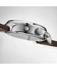 Stuhrling Navigator 4075 Men s 43mm Green Sunray Dial Brown Leather Strap Chronograph Quartz Watch