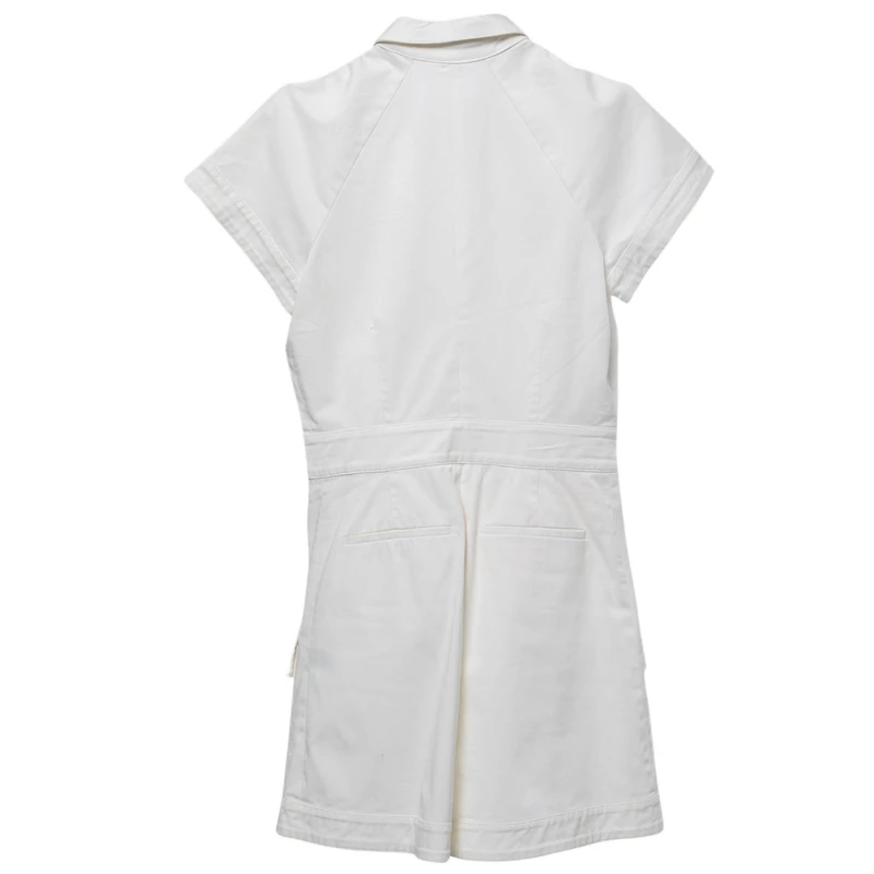 Pre-Owned Roberto Cavalli Women's White Cotton Lace-Up Playsuit