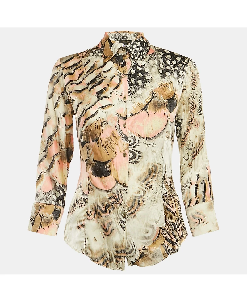 Pre-Owned Roberto Cavalli Women's Multicolor Printed Silk Shirt