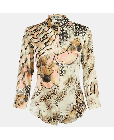 Pre-Owned Roberto Cavalli Women's Multicolor Printed Silk Shirt