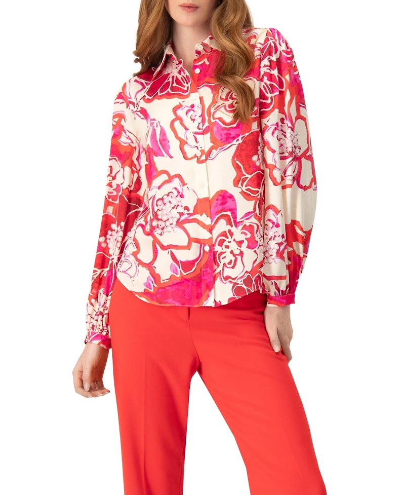 Ivonne Women's Floral Print Long Sleeve Blouse