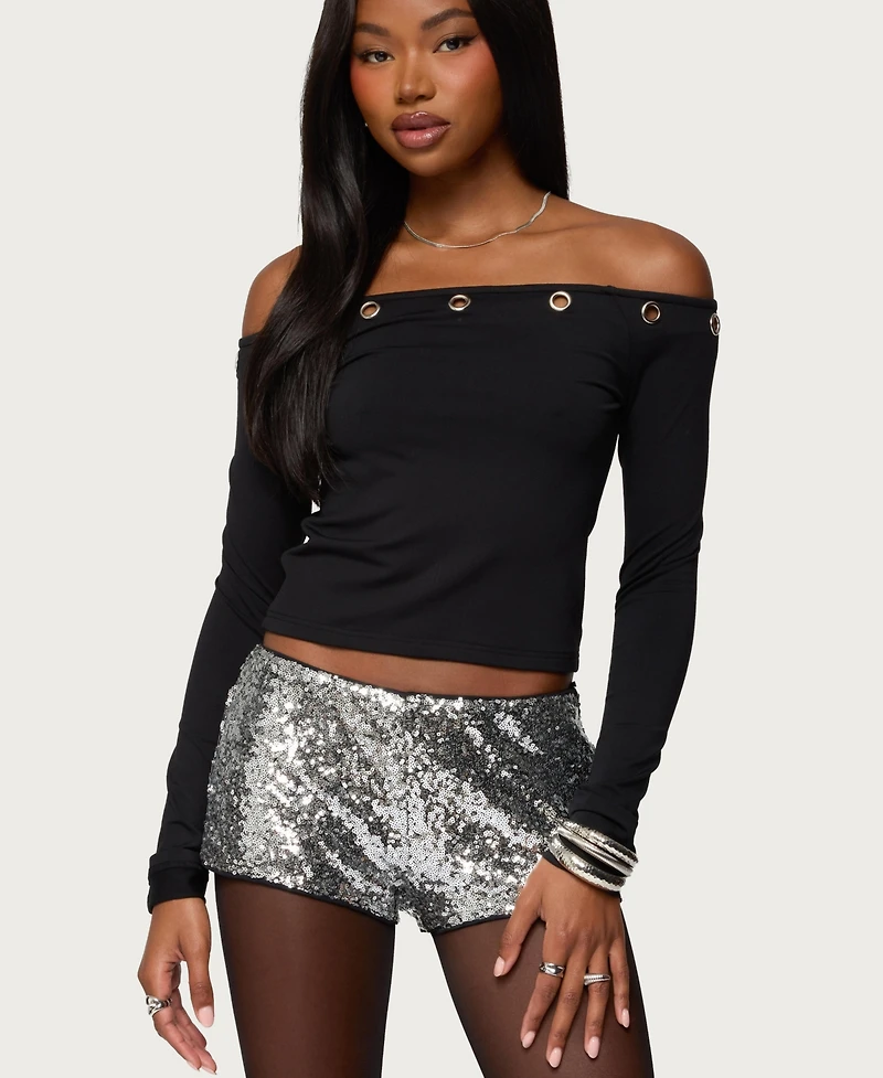 Edikted Women's Trina Grommet Off Shoulder Top