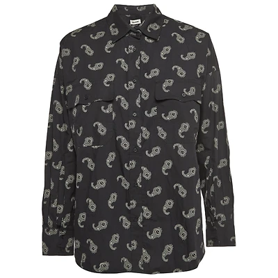 Pre-Owned Zadig & Voltaire Women's Black Tamara Paisley Print Cotton Oversized Shirt