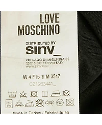 Pre-Owned Love Moschino Women's Black 100% Made With Love Logo Print Cotton T-Shirt