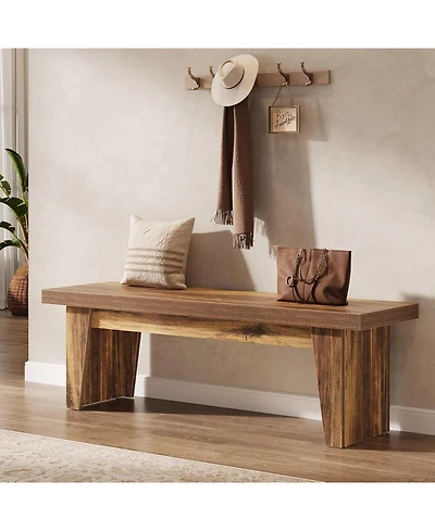 Tribesigns 55" Wooden Entryway Bench, Farmhouse Long Entry Seat, Indoor End of Bed Stool