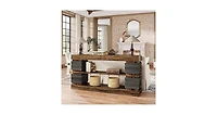 Tribesigns 63" Farmhouse Console Table, 3-Tier Entryway Table with Storage, Long Wooden Behind Couch Stand