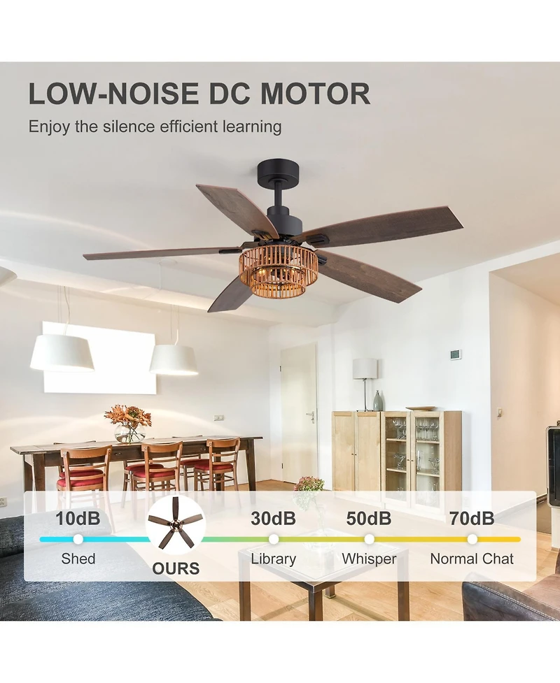 Airsurfer 52" Ceiling Fan with Integrated Led Light Remote-Controlled Matte Black 5-Blade Modern Design Quiet Dc Motor