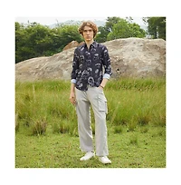 Campus Sutra Men's Midnight Black Doodle Face Shirt