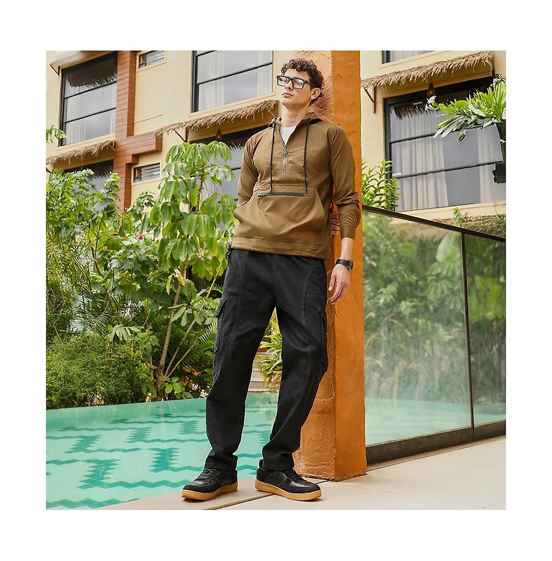 Campus Sutra Men's Olive Brown Utility-Hike Jacket