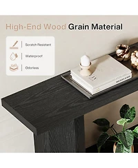 Tribesigns 71-Inch Long Console Table for Entryway, Wooden Sofa Table Behind Couch, Black