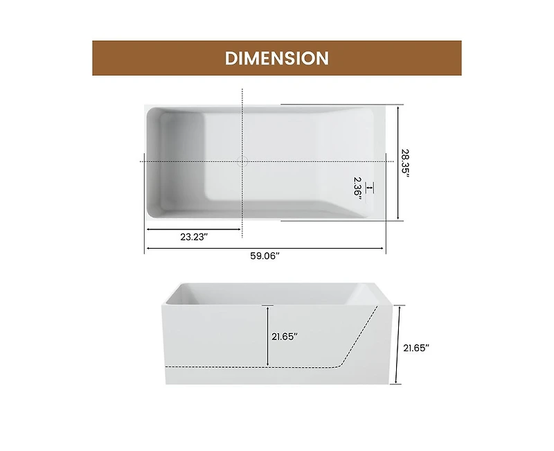 Casainc Freestanding Engineered Stone Bathtub
