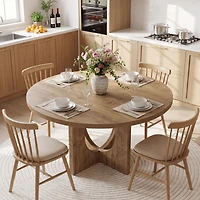 Tribesigns 63-78.8-Inch Extendable Wood Dining Table for 6-8 with Metal Frame, Rustic Brown & Black Modern Kitchen Table