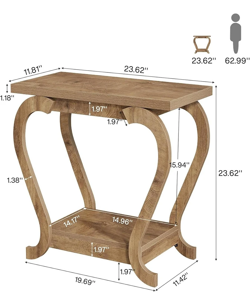 Tribesigns End Table, 2-Tier Bedside Accent Furniture for Living Room, Small Spaces, Bedroom, Brown