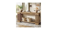 Tribesigns 2-Tier Extra Long Entryway Table, 70.9-Inch Farmhouse Console Table with Vertical Stripe Legs