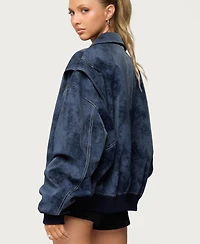 Edikted Women's Ownley Oversized Faux Leather Bomber Jacket
