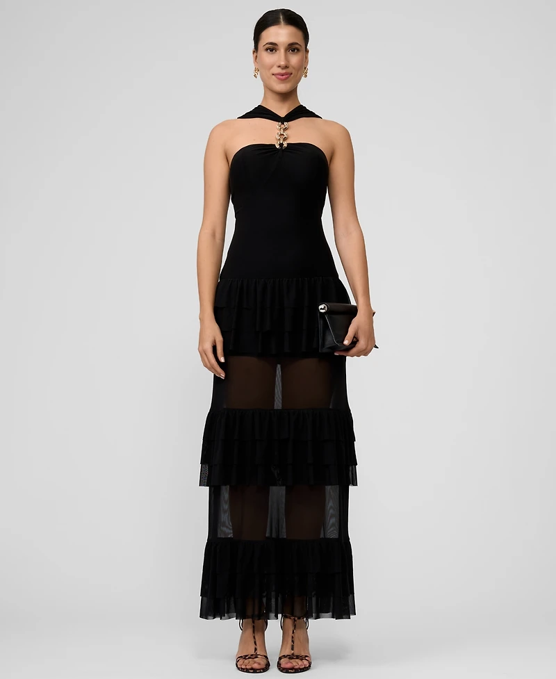 Rachel Roy Women's Solana Mesh Tiered Long Dress