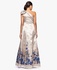 Betsy & Adam Women's One-Shoulder Long Dress