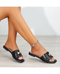 Berness Kallen Slide Sandals with Gold-Tone Accent