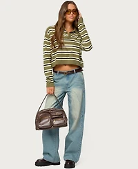 Edikted Women's Kiria Stitched Low Rise Baggy Jeans