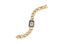 Peugeot Womens 14K Gold-Plated Rectangular Link Bracelet Watch-Crystal Studded Face