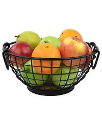 Spectrum Madison Fruit Bowl Wire Basket with Wood Base