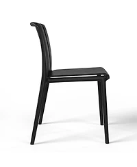 WestinTrends 5-Piece Outdoor Metal Dining Table Set And Stackable Resin Patio Chairs