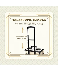 Byootique Rolling Makeup Train Case on Wheels Cosmetic Trolley Art Deco Pastel