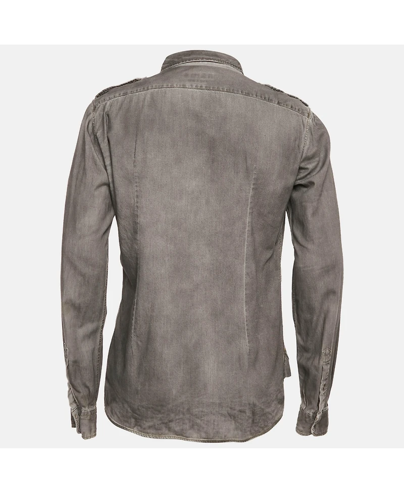 Pre-Owned Dolce & Gabbana Men's Grey Faded Denim Long Sleeve Shirt