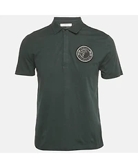 Pre-Owned Versace Men's Collection Green Logo Applique Detail Cotton Polo T-Shirt