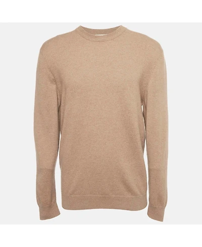 Pre-Owned Hermes Men's Brown Leather Trim Cashmere Knit Sweater