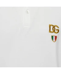 Pre-Owned Dolce & Gabbana Men's Logo Embroidered Pique Polo T-Shirt