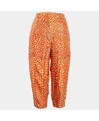 Pre-Owned Stella Mccartney Women's Orange Ditsy Floral Print Silk Trousers