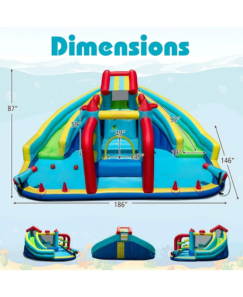 Hongge Inflatable Water Slide Park With Dual Slides Bounce House And Obstacle Course