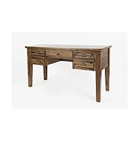 Jofran Artisan's Craft Rustic Farmhouse Distressed Acacia 5-Drawer Desk