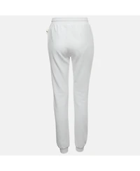 Pre-Owned Roberto Women's Cavalli Sport White Logo Print Cotton Joggers