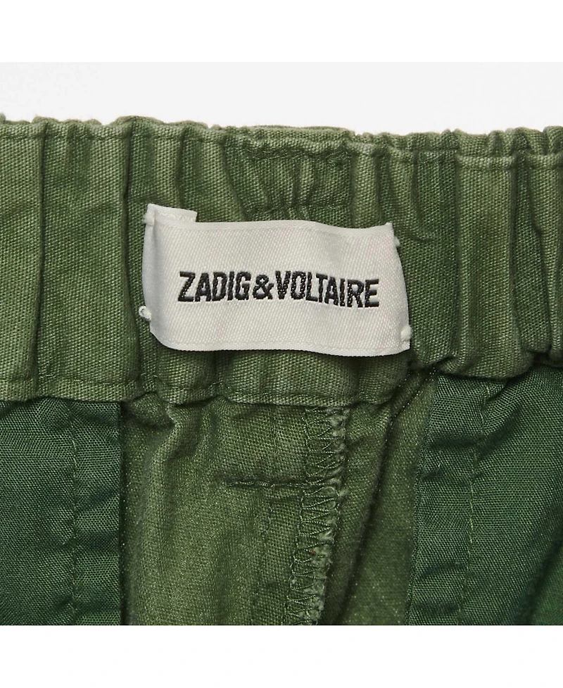 Pre-Owned Zadig & Voltaire Women's Olive Green Cotton Side Band Trousers
