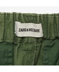 Pre-Owned Zadig & Voltaire Women's Olive Green Cotton Side Band Trousers