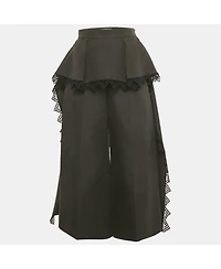 Pre-Owned Alexander Mcqueen Women's Cotton And Silk Lace Trim Wide Leg Trousers