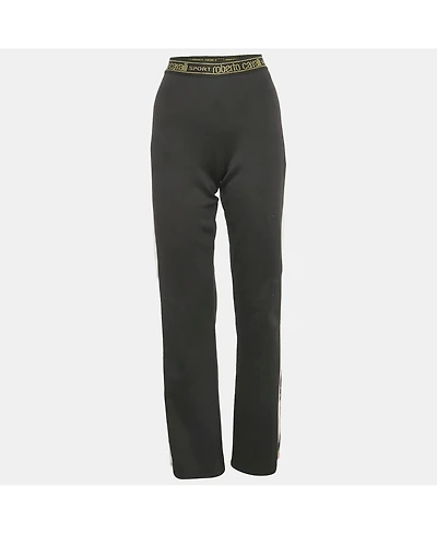 Pre-Owned Roberto Cavalli Women's Black Jersey Contrast Trimmed Pants