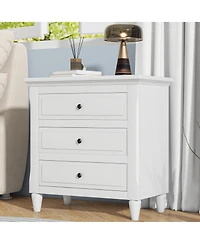 sumyeg 3 Drawer Nightstand Smooth Gliding Rails and Metal Handles
