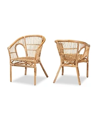 Furniture Alleta 2-Pc. Rattan Bohemian Dining Chair Set