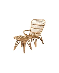 Boxton Studio Earvin 2-Pc. Rattan Bohemian Armchair and Footstool Set