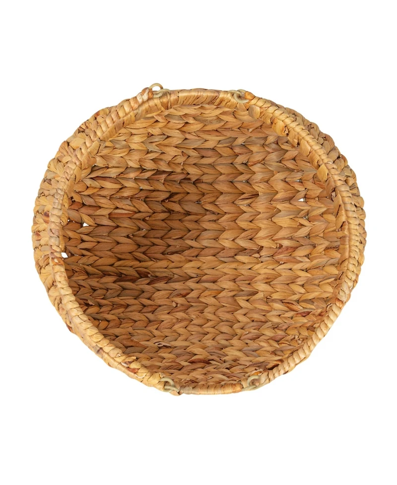 Household Essentials Water Hyacinth Handwoven Flower Basket Set of 2, Tan