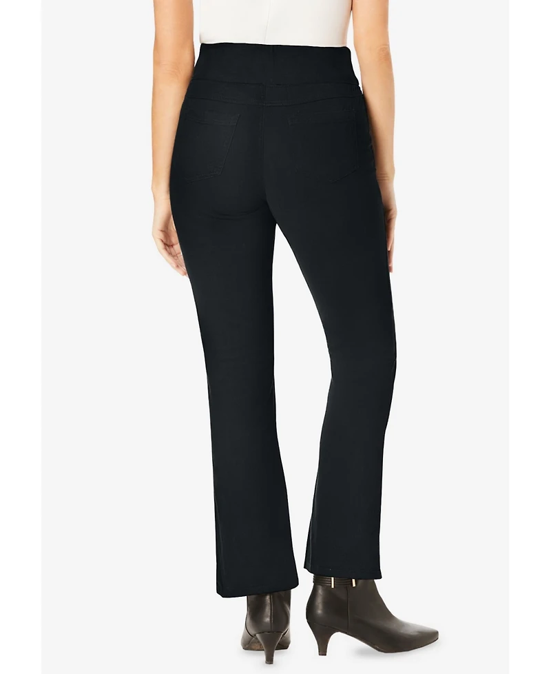 Woman Within Women's Tall Flex-Fit Pull-On Bootcut Gap-Free Stretch Denim Jeans