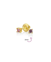 Bling Jewelry Classic Set of 3 Tiny Multi-color Cz Cubic Zirconia Stud Earrings Gold Plated Sterling Silver Screwback Posts